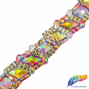 1 3/4 ”Rot AB / Gelb AB / Lila / Gold Strass Kristall Gel zurück zum Aufbügeln Trim, IRT-142-1