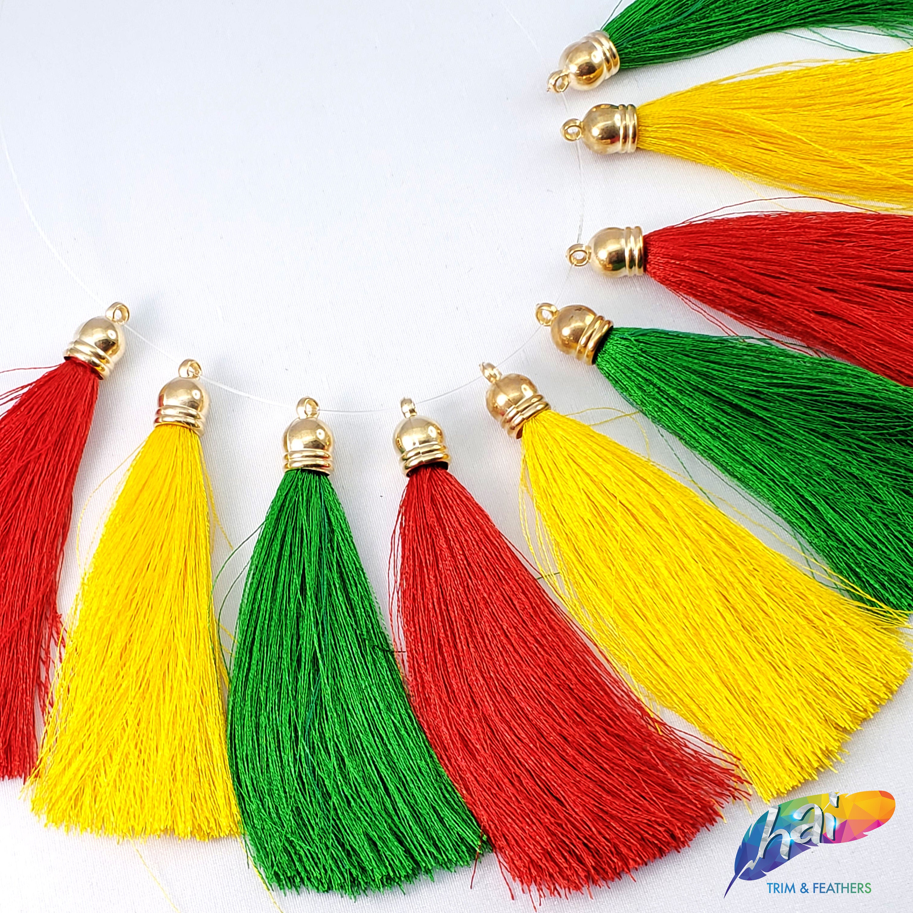 Big Colorful Cotton Silky Silk Handmade Trim Tassel Silver Plated Jewelry Design 