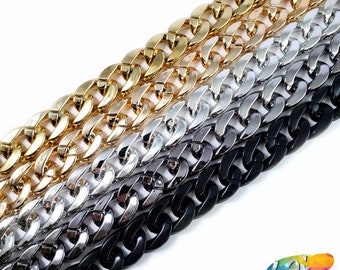 Gold Metallic Chain Trim, Silver Plastic Chain, Gunmetal Chain Link, Necklace Chain Strip, Light Weight Chain Trim Sold by the Yard, CH-129