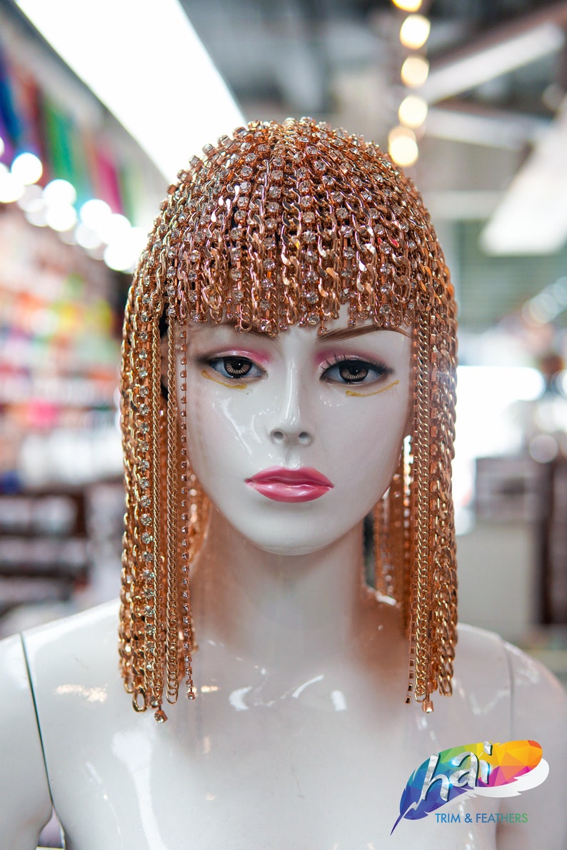 Rhinestone Chain Head Dress Metal Head Chain Gold Hair Chain Etsy