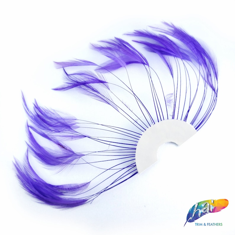 Individual Bleached Dyed Hackle Feather Pinwheel for Hats and Headpieces Colorful Half Pinwheel Stripped Hackle Feathers Sold by Piece