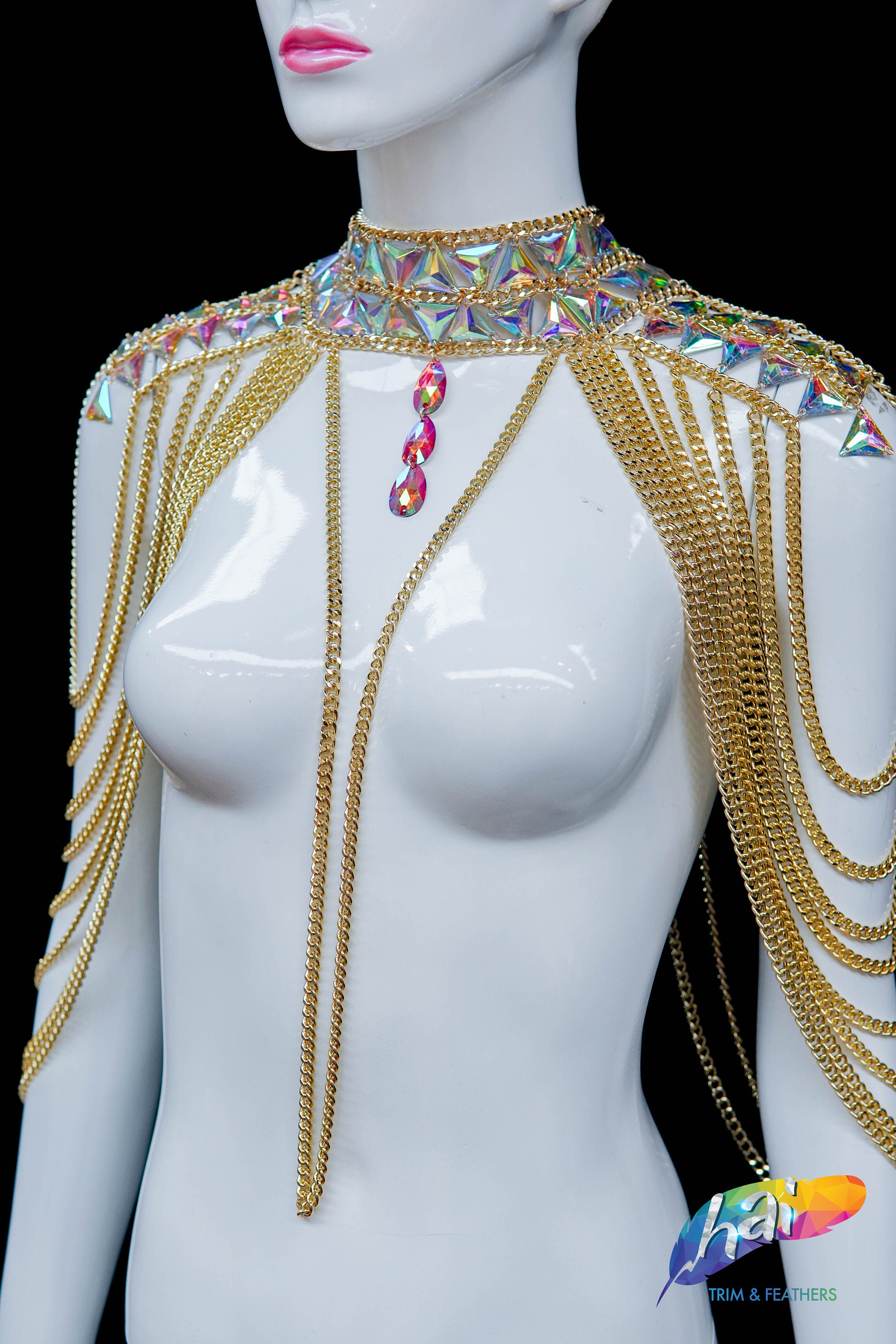 Gold Chain Dress Rhinestone Chain Dress Dancer Jewelry Red Etsy