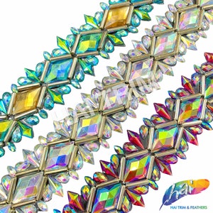 2 &quot;Rot AB / Lila / Gold Diamant Stein Eisen auf Trim Schüttgut, Kristall AB Aqua Grün Gel zurück Clustered Strass Banding, IRT-131