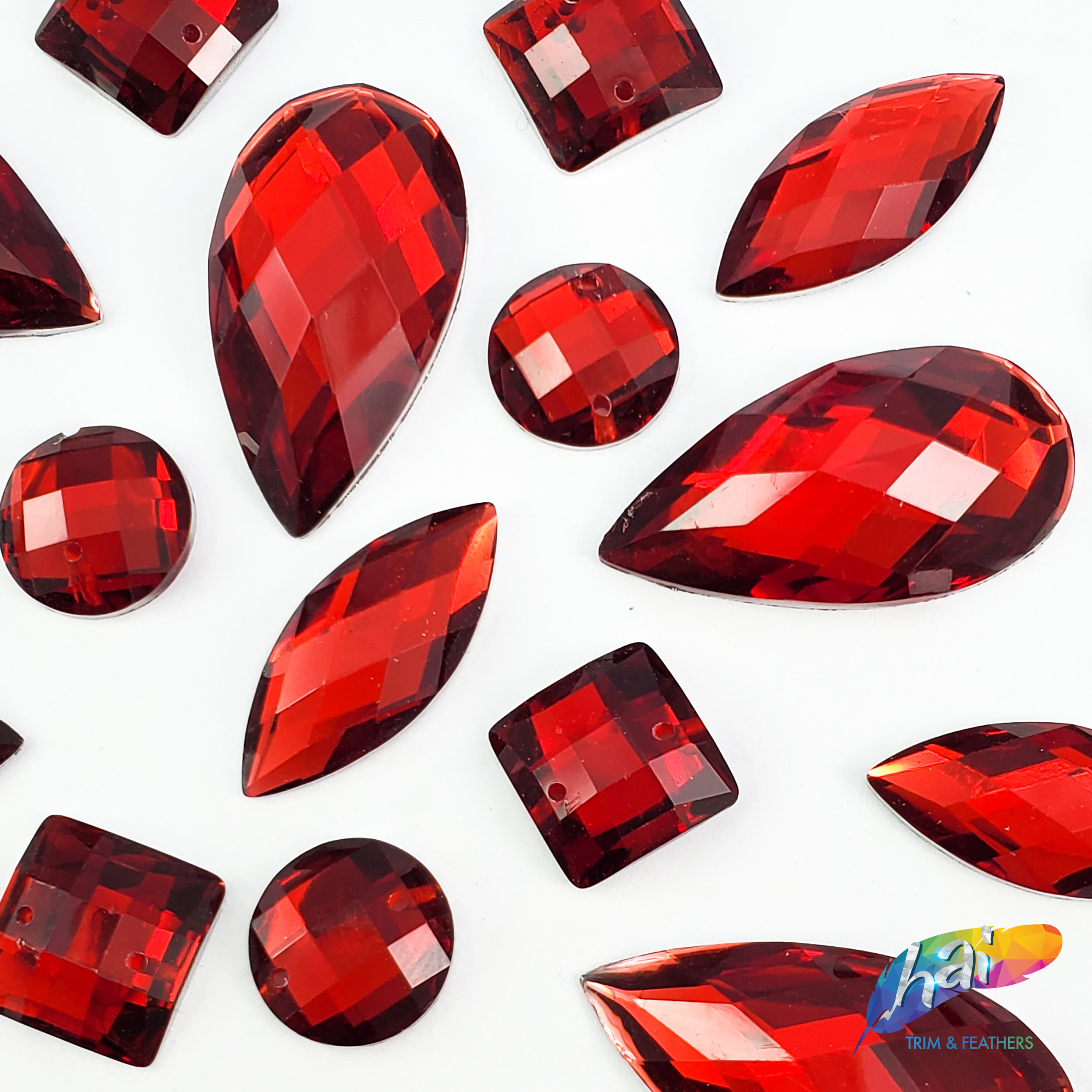 Smooth Red Rhinestone Loose Dark Red Resin Rhinestones Sew on Stones Different Shapes ...