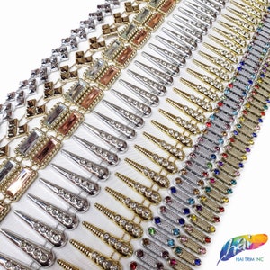 Silver Rhinestone Plastic Stud Trim, Gold Plastic Trim w/ Acrylic Stones, Decorative Trim Acrylic Banding by the yard, PST-057-058-059-061