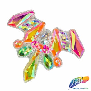 Multicolor Neon Gel-Back Rhinestone Appliques, Colored Iron-on Crystal Rhinestone Patches for Carnival Broadway Dance Costumes, IRA-117
