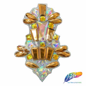 Multicolor Gel-Back Rhinestone Appliques, Colored Iron-on Crystal Rhinestone Patches for Carnival Broadway Dance Costumes, IRA-094