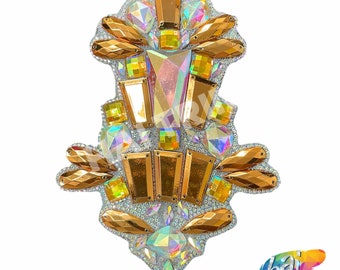 Appliques multicolores en strass avec dos en gel, patchs thermocollants colorés en strass en cristal pour costumes de danse de carnaval à Broadway, IRA-094