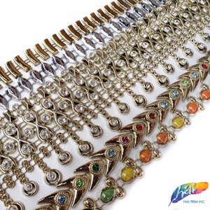 Gold Rhinestone Plastic Stud Trim, Silver Plastic Trim w/ Acrylic Stones, Decorative Trim Acrylic Banding by the yard, PST-098 to PST-104