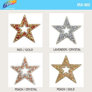 Gel-Back Star Rhinestone Appliques, Sparkly Colored Iron-on Crystal Rhinestone Patches, Hotfix Rhinestone Patches sold by piece, IRA-060 image 3