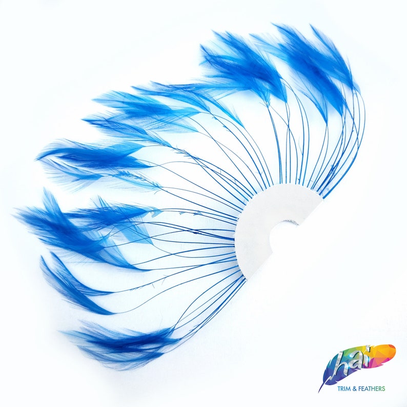 Individual Bleached Dyed Hackle Feather Pinwheel for Hats and Headpieces Colorful Half Pinwheel Stripped Hackle Feathers Sold by Piece