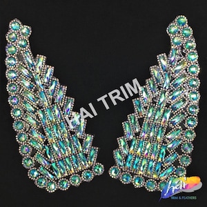 SALE! Multicolor Gel-Back Rhinestone Appliques, Colored Iron-on Crystal Rhinestone Patches for Carnival Broadway Dance Costumes, IRA-080