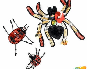 Perlen Strass Pailletten Insekt Applikation, Patches Perfekt für Hüte, Kleidung, Jacken, Accessoires, Kunsthandwerk,DIY, Stückweise verkauft, BA-112.113.124