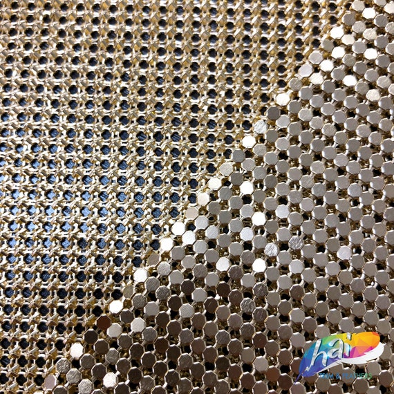 Metallic Chain Mail Mesh Fabric, Gold Mesh Sheet, Silver Aluminum