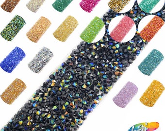 1 1/8" Color AB Chaton Crystal Iron On Trim, Beaded Rhinestone Iron on Trim, Colorful Gel back Rhinestone Banding by the yard, IRT-002
