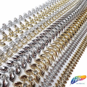Bordure en plastique argentée avec strass, bordure en plastique dorée avec pierres acryliques, liseré décoratif en acrylique par mètre, PST-067-068-069-071