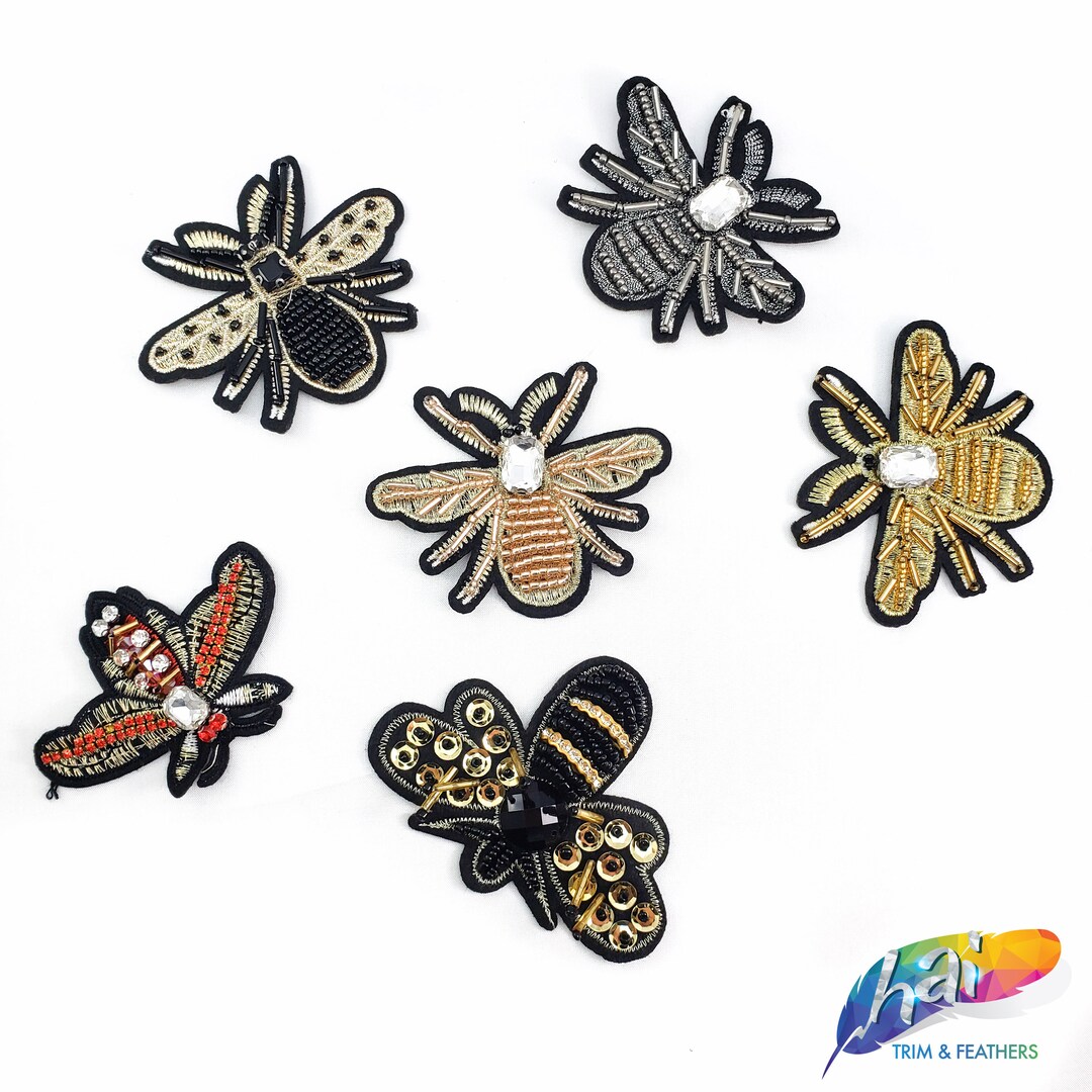 Beaded Rhinestone Insect Patch Applique, Embroidery Patches Perfect for ...