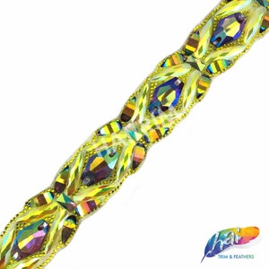1 3/8 &quot;&quot;Lila AB / Neon Gelb AB Stein Aufbügler Schüttgut, Gel Rückseite Clustered Strass Banding Schüttgut, IRT-096.&quot;