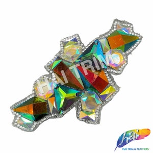 Multicolor Gel-Back Rhinestone Appliques, Colored Iron-on Crystal Rhinestone Patches for Carnival Broadway Dance Costumes, IRA-089