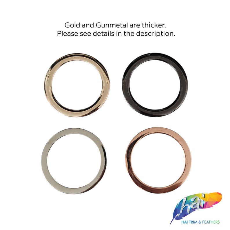 4 pieces of Gold Metal Flat Round Rings, Silver Metal O-Rings, Rose Gold Round Buckle, Gunmetal Round Closed Jump Ring Sold by a set of 4 image 7