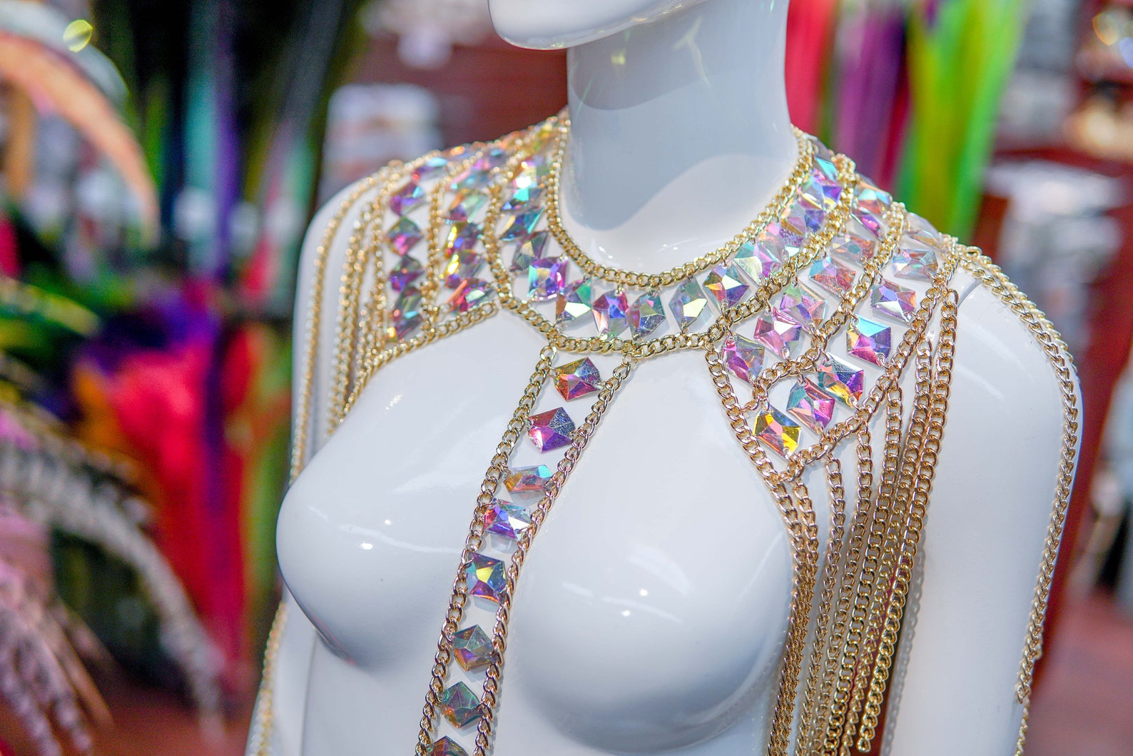 Gold Chain Dress Rhinestone Chain Dress Dancer Jewelry Red Etsy