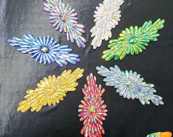 Beaded Stone Applique, Colorful Resin Gems Patch, Dance Broadway Carnival Costume Headpiece Waist Centerpiece, NAS-03