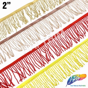2&quot; Beaded Fringe by the Yard, Colored Bugle Beaded Fringe w/ Ribbon, Beaded Tassel Fringe Trim for Dance Performance Costumes, FR-011