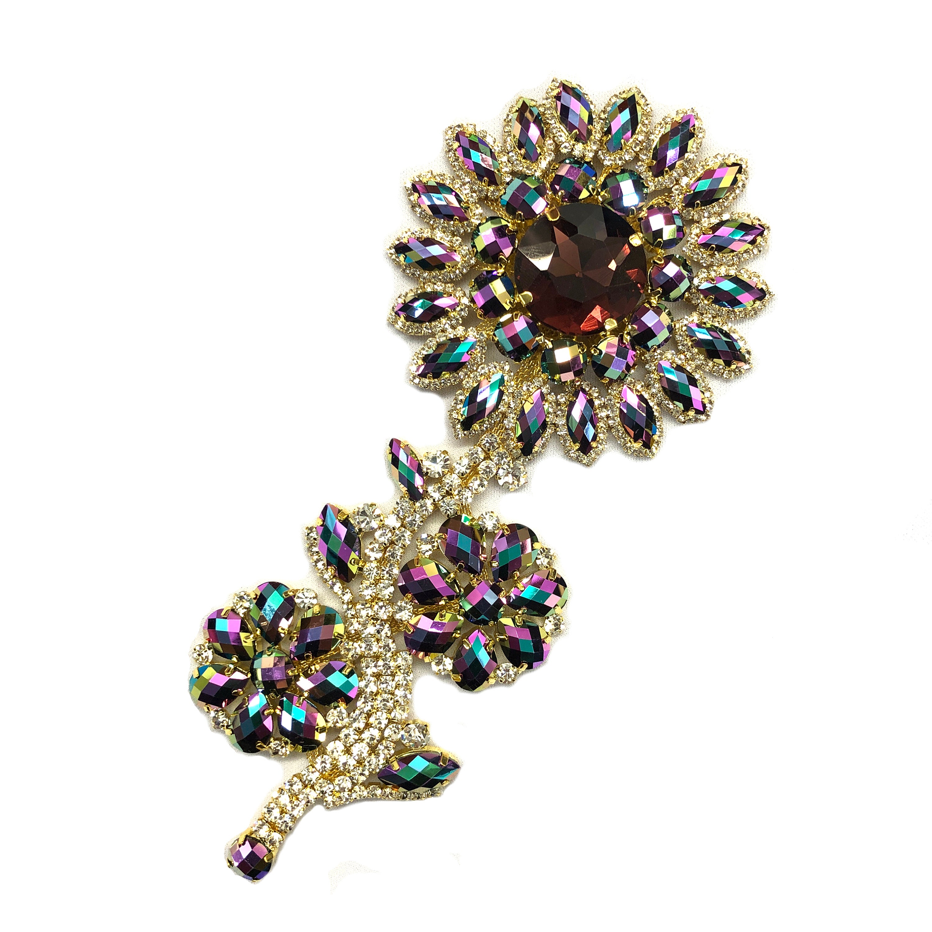 VENTA Apliques de diamantes de imitación de colores, parche de flores con  cuentas elegantes, medallón de Metal con piedras de vidrio para trajes de  baile, YH-107 -  México