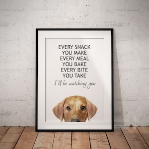 Every Meal You Make Yellow Labrador Giclée Art Print, Peeking, Cute Personalised Pet Art Print, UNFRAMED