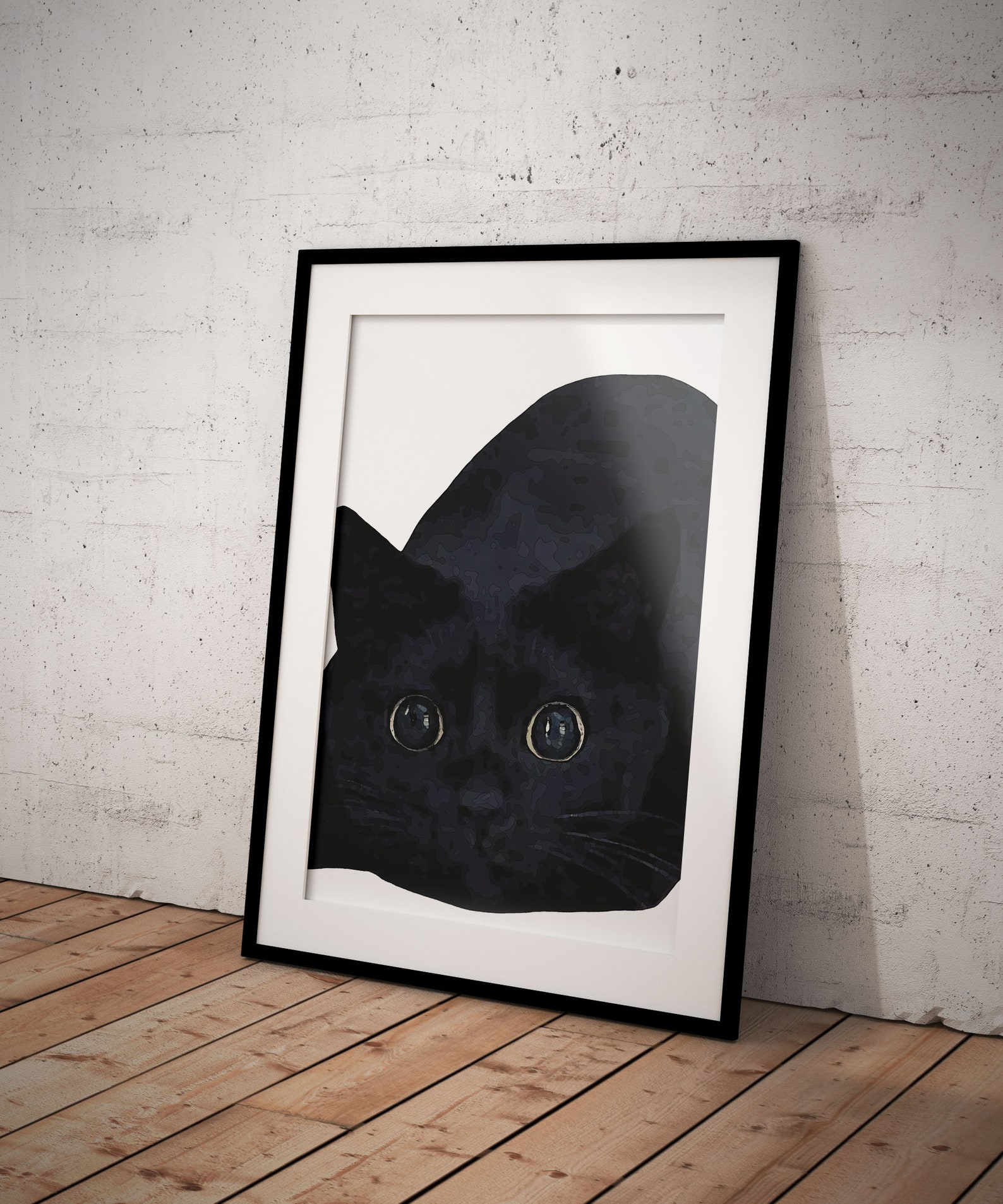 Black Cat Print Wall Art Poster Art Print Cat Print Wall Etsy UK