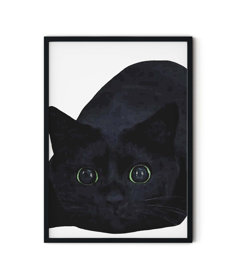 Black Cat Print Wall Art Poster Art Print Cat Print Wall Etsy