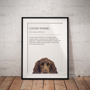 Cute, Fun Chocolate Brown Cocker Spaniel Definition Giclée Art Print With White Background, 3 Styles Available UNFRAMED
