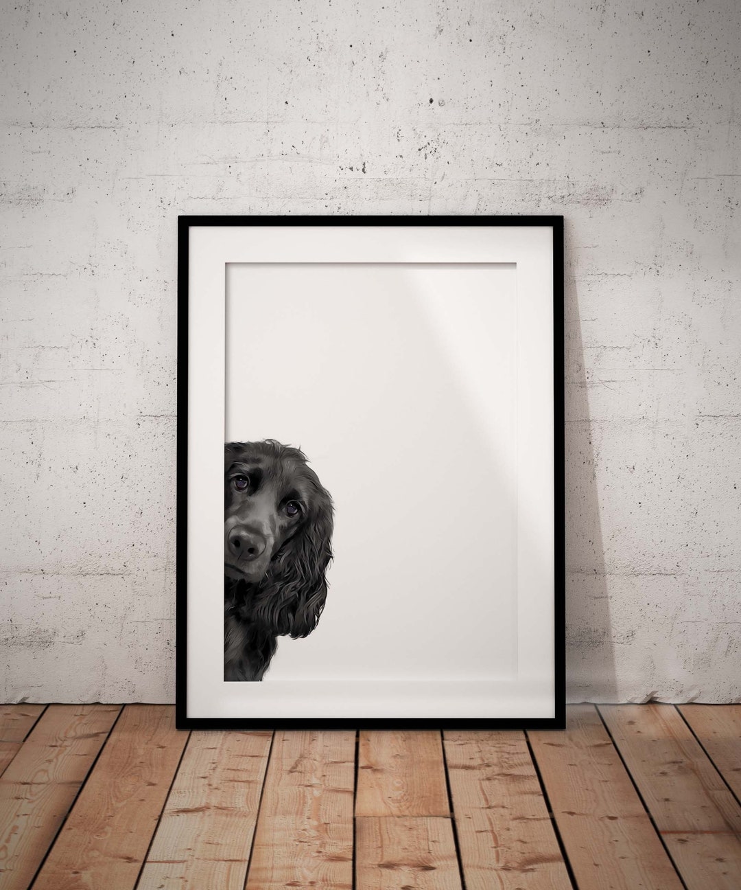 Black Cocker Spaniel Peeking Art Print, Dog Lover Gift (unframed) - Etsy
