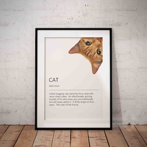 Peeking Ginger Cat Funny Definition Giclée Art Print, Other Layouts Available - UNFRAMED