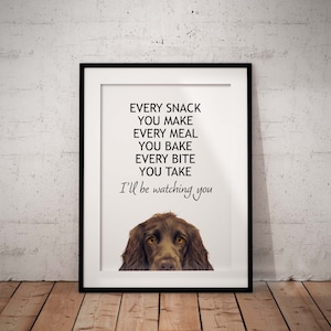 Cute Begging Chocolate Cocker Spaniel Giclée Art Print With White Background, Every Meal You Make, Option Of Adding A Name, UNFRAMED
