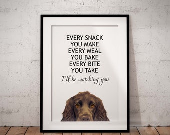 Chocolate Cocker Spaniel Art Print, Funny Dog Quote Giclée (UNFRAMED)