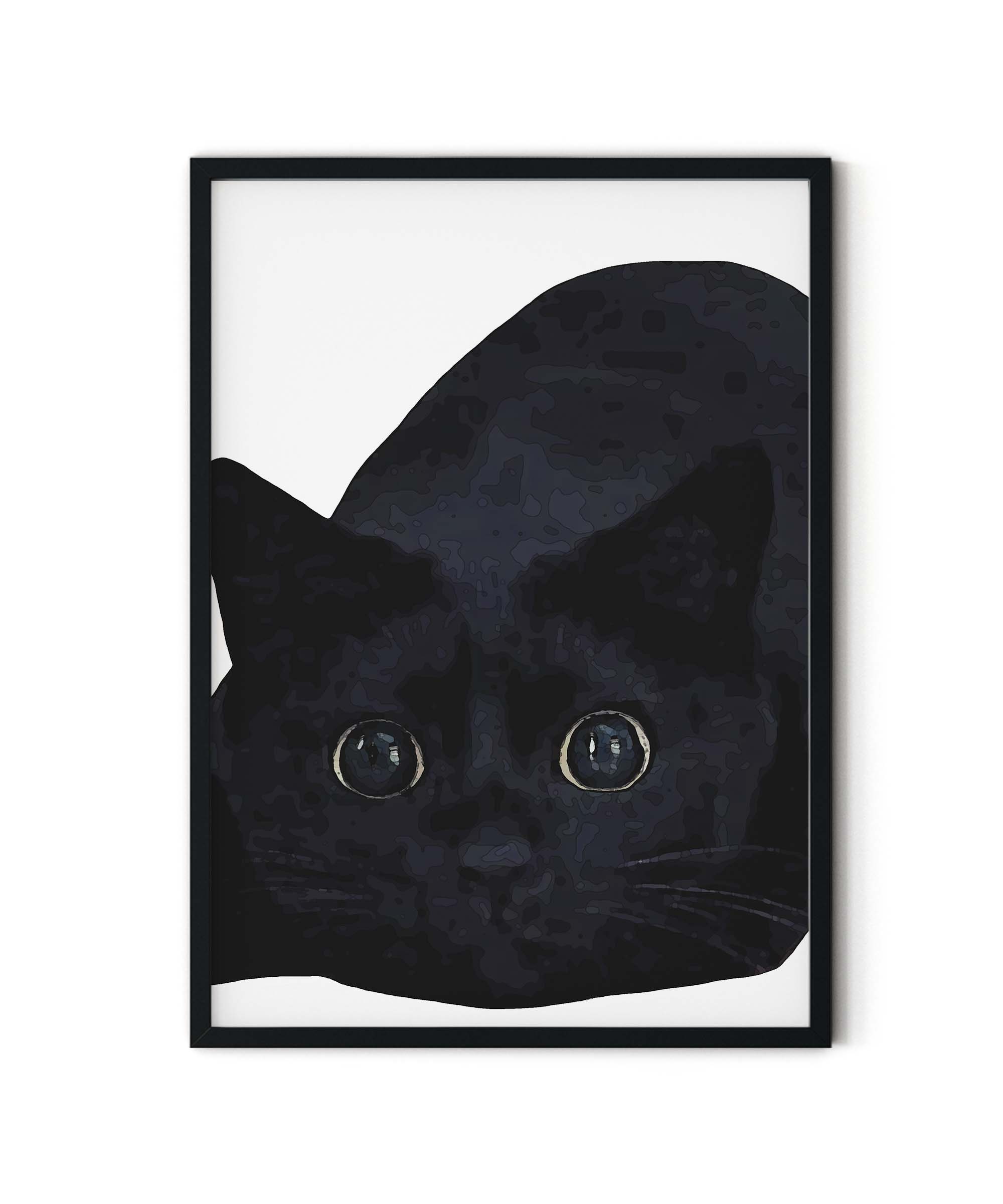 Black Cat Print, Wall Art Poster Art Print Cat Print Wall Decor Wall