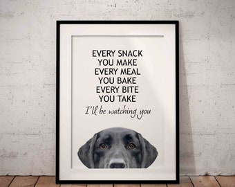 Every Meal You Make Black / Grey / Older Labrador Giclée Art Print, Peeking, Unframed