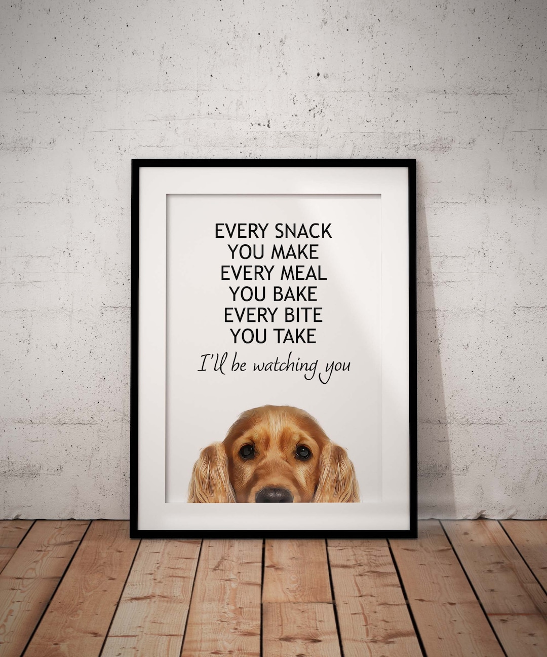 Cute Begging Golden Cocker Spaniel Giclée Art Print With White