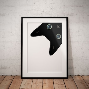 Peeking Black Cat Giclée Art Print, Cat Lover Gift UNFRAMED