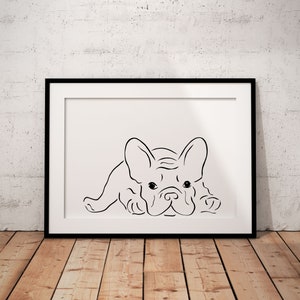 French Bulldog Poster Print, Personalised Pet Print, Frenchie Line Art Print, Dog Lover Gift, Wall Decor, Personalised Pet Print, Unframed