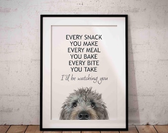 Peeking Bedlington Terrier Giclée Art Print, UNFRAMED