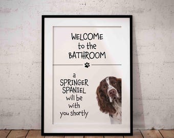 Springer Spaniel 'Welcome to the Bathroom / Welcome to our Home' Giclée Art Print – UNFRAMED