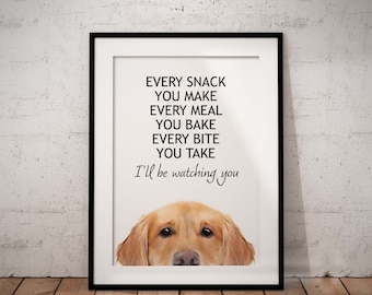 Every Meal You Make Golden Retriever Giclée Art Print, Peeking, Unframed