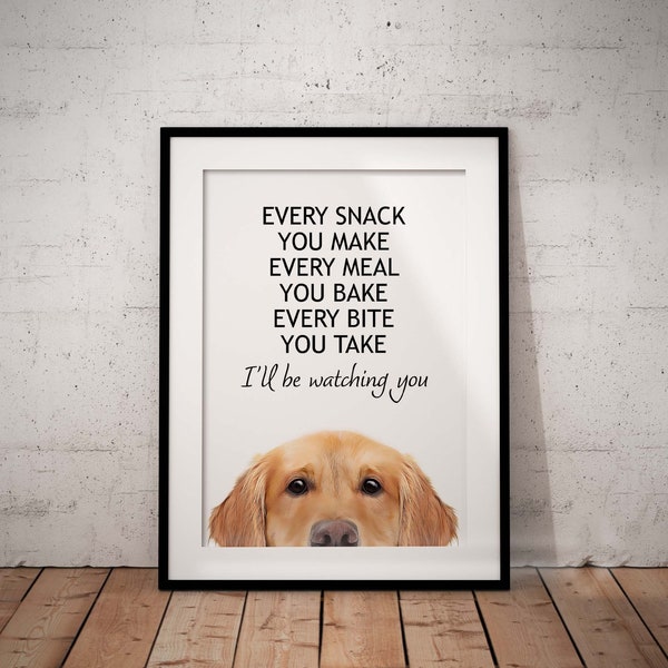 Every Meal You Make Golden Retriever Giclée Art Print, Peeking, Unframed