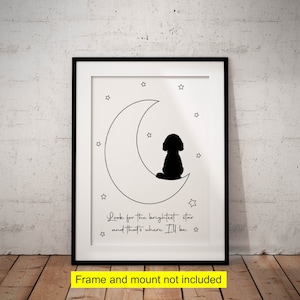 Pet Memorial Print, Dog Memorial Gift, Personalised Gift, Moon and Stars, Dog Lover Gift, Pet Loss, Cockapoo UNFRAMED