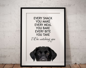 Every Meal You Make Black Labrador Giclée Art Print, Peeking, Unframed