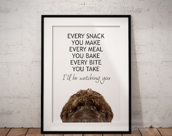 Peeking Chocolate Cockapoo Giclée Art Print, Funny Dog Lover Gift (Unframed)