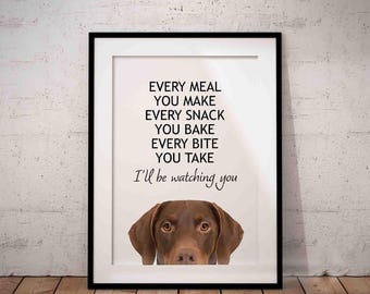 Chocolate and Tan Doberman Giclée Art Print, Every Meal You Make UNFRAMED