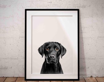 Black Lab Giclée Art Print – Funny Dog Lover Gift, Pet Portrait (UNFRAMED)